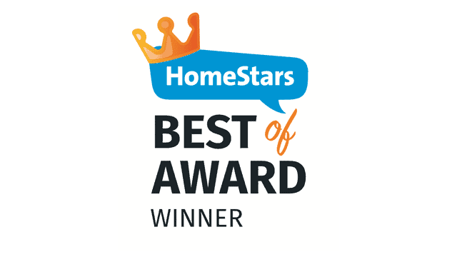 homestars best of award winner badge featuring a blue speech bubble with a gold crown icon, perfect for proudly displaying on your new pvc deck.